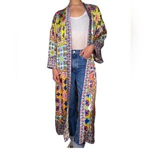Zara Multicolor Floral Kimono Robe Duster Size S 42”